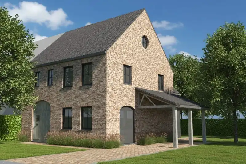 Nieuw te bouwen halfopen woning te Izegem. foto {{pictureIndex}}