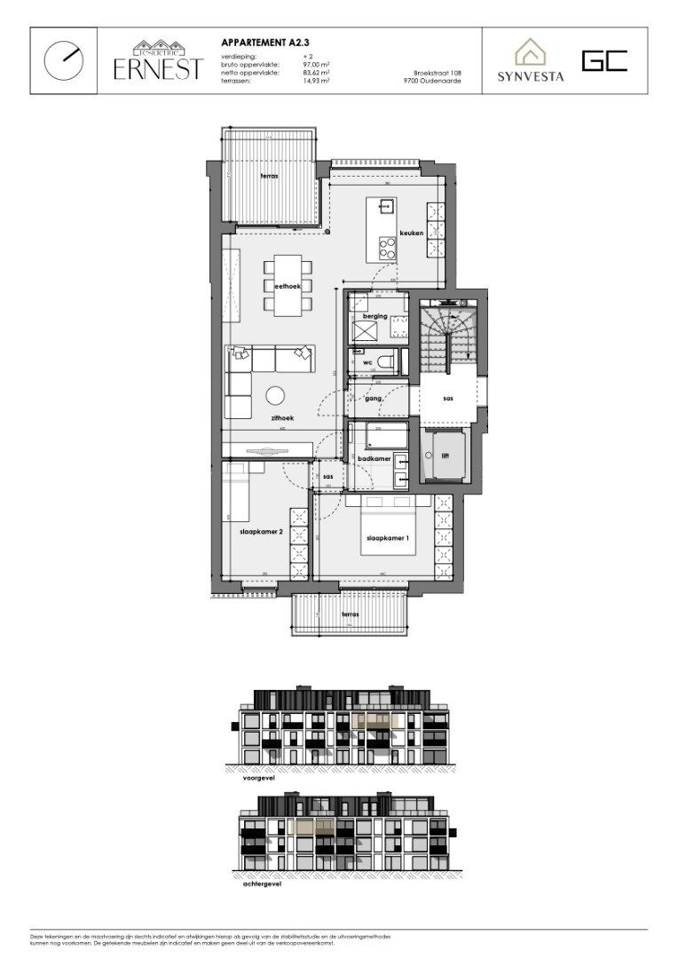 2-slaapkamersappartement met 2 terrassen in nieuwbouwproject Ernest foto 3