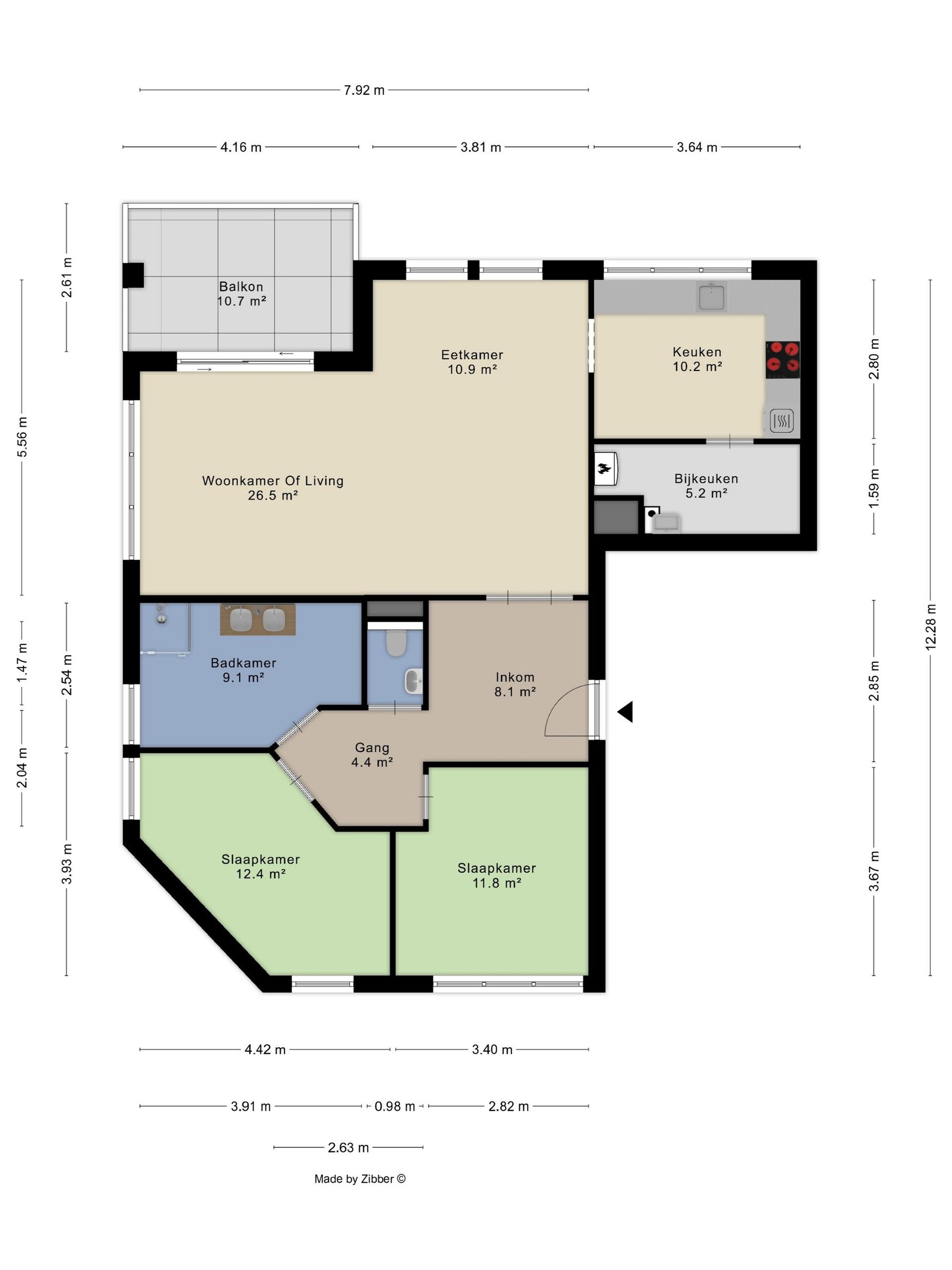 Ruim 2 slaapkamer appartement met overdekt terras nabij het Stadspark. foto 16