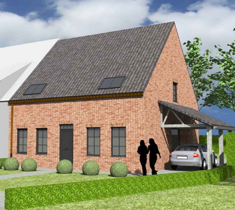 Nieuw te bouwen halfopen woning te Harelbeke. foto {{pictureIndex}}