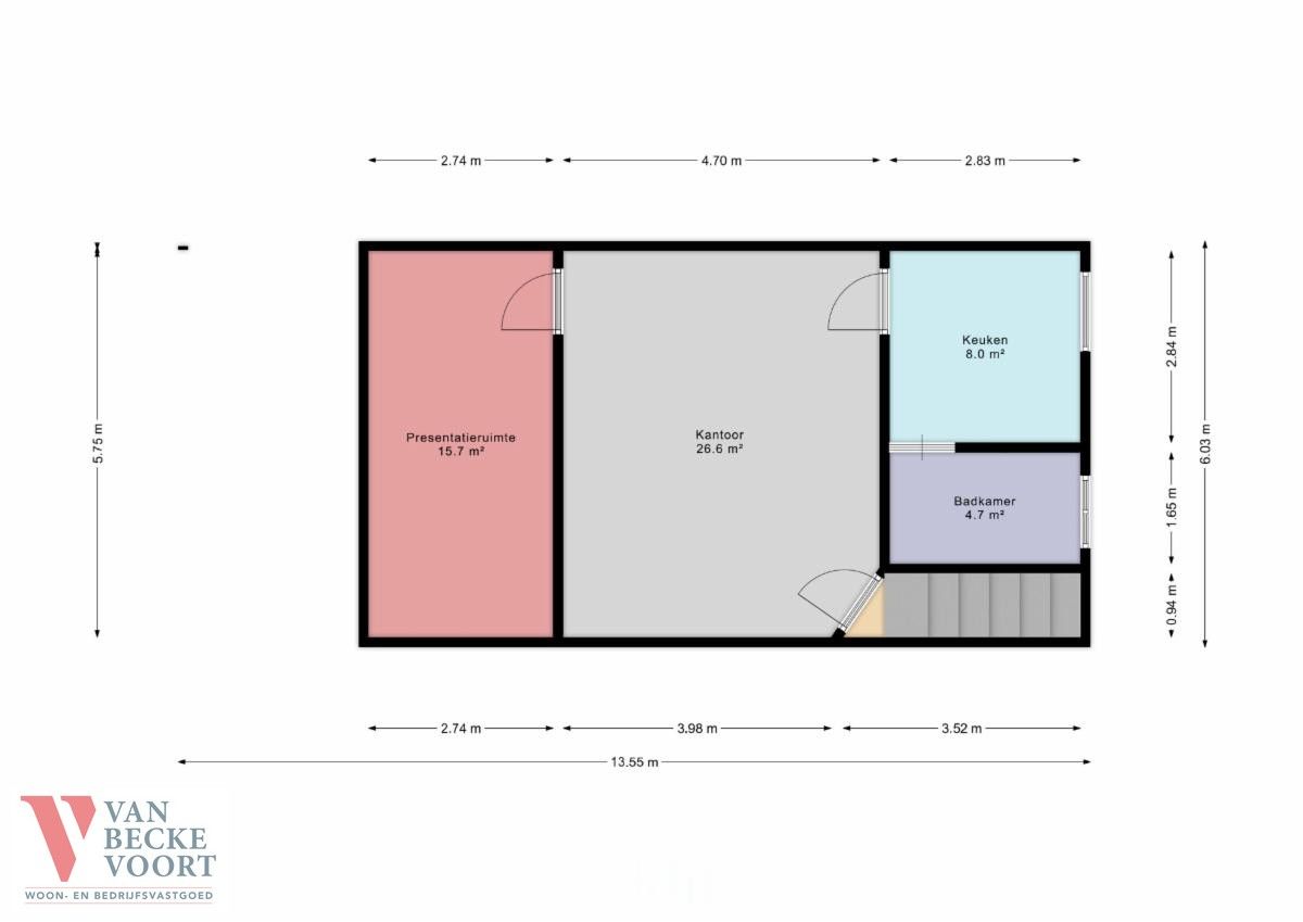 Handelsruimte 90m² + 76m² op het 1V + kelder foto 12