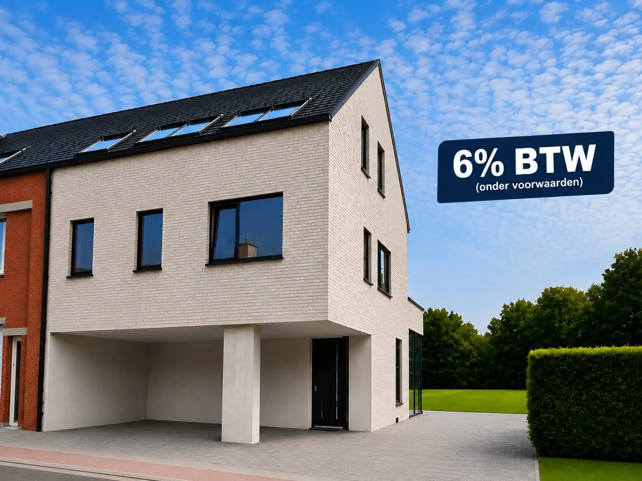 Architecturale nieuwbouwwoning met vide, 4 slaapkamers, mogelijk 6% foto {{pictureIndex}}