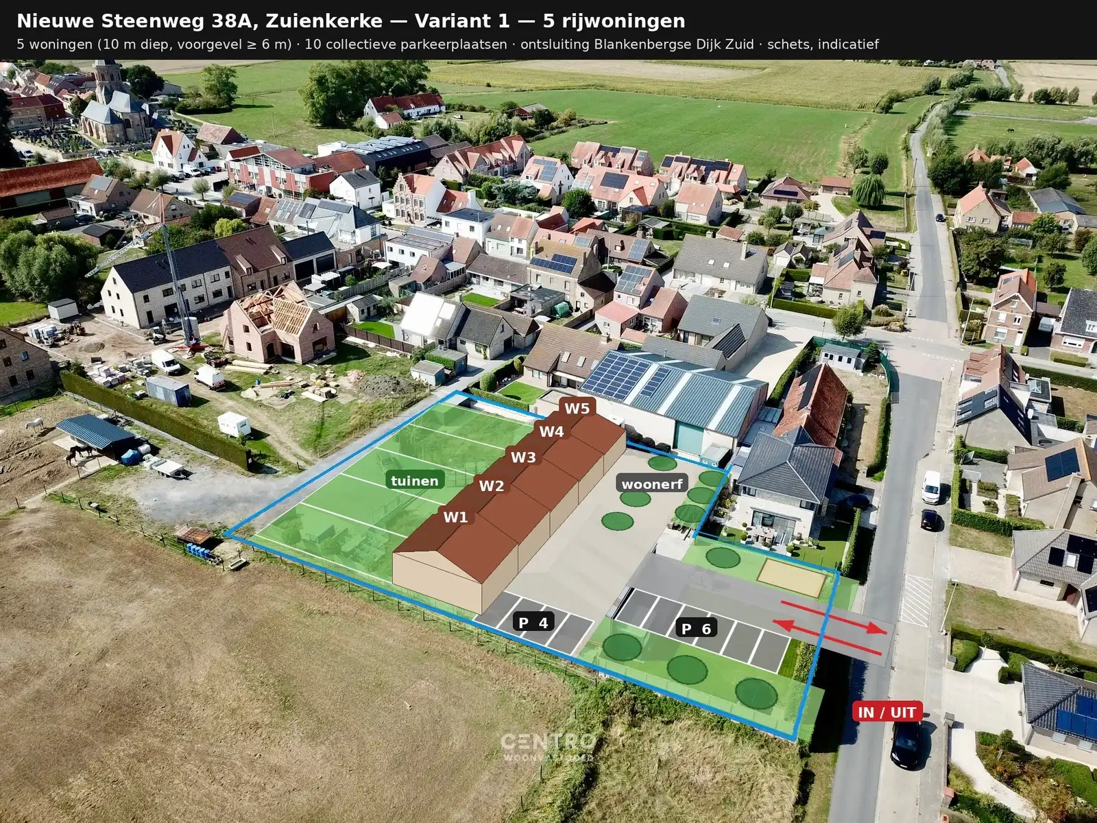 Mooi perceel PROJECTGROND (± 2.000m2) te koop voor een 4à5-tal woningen in Zuienkerke (Brugge)! foto {{pictureIndex}}