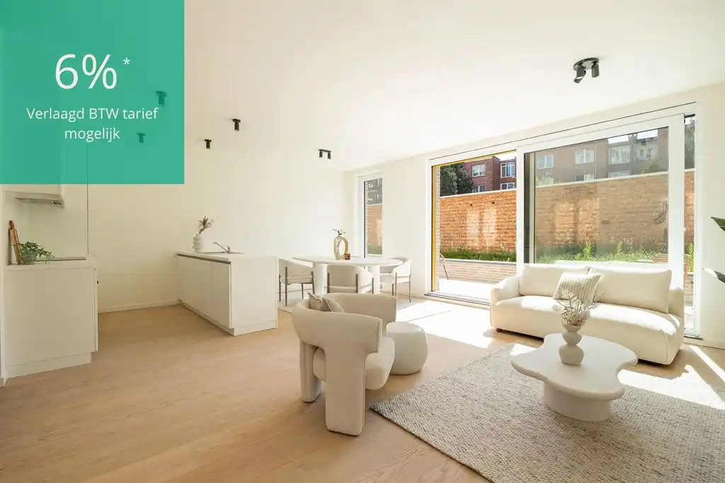 Gelijkvloers app met 3 slpk en tuin foto {{pictureIndex}}