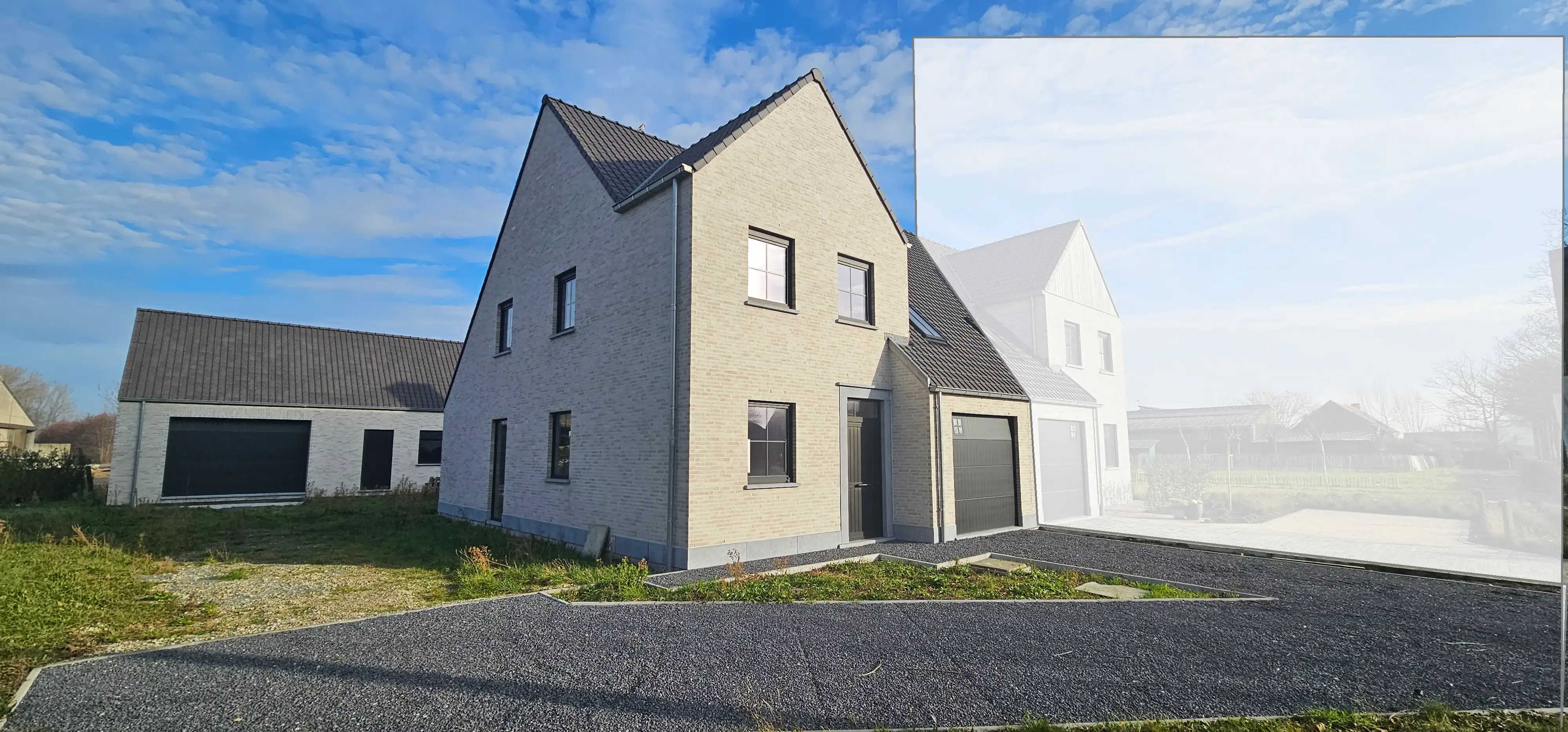 Nieuwbouw halfopen woning met loods op landelijke locatie foto 2