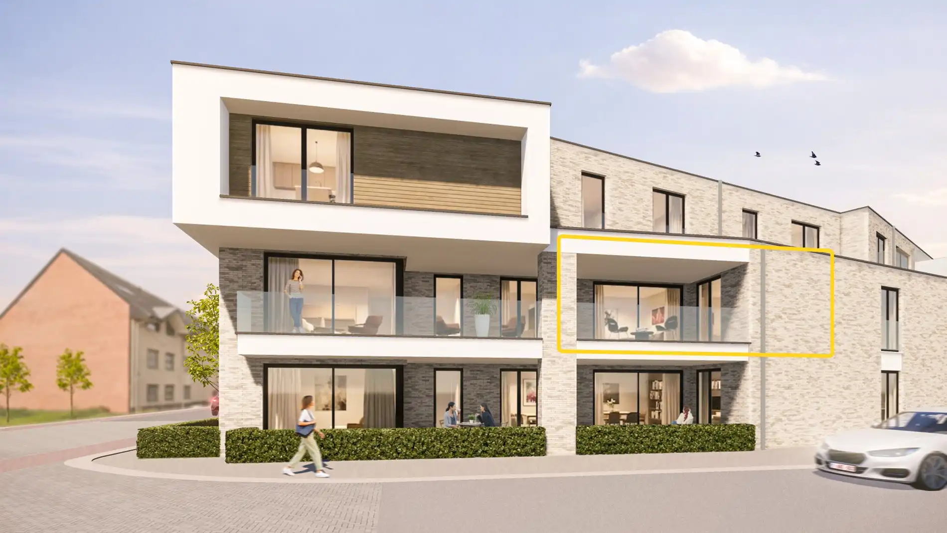 Ruim appartement (104 m²) met 2 slpk en overdekt terras. foto {{pictureIndex}}