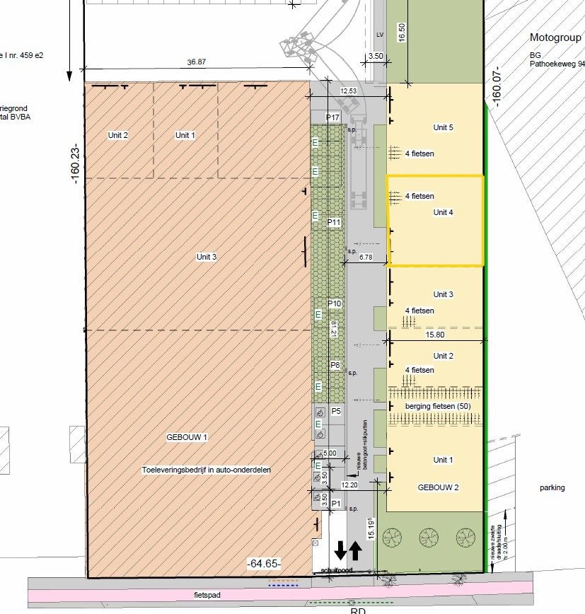 NB OPSLAGRUIMTE (237m²), met hoge sectionaalpoort en private parkeerplaats voor de deur. Op industriezone "Herdersbrug" te 8000 Brugge. foto 3