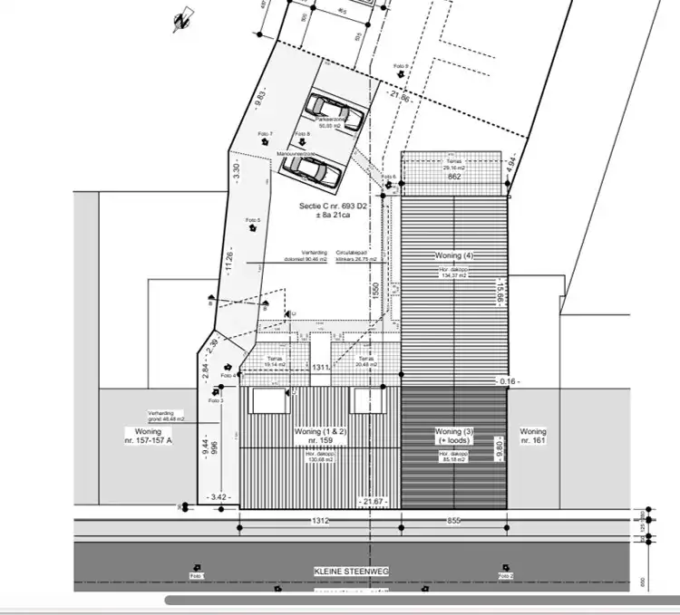 VERGUND PROJECT:  4  woningen met achterliggende staanplaatsen foto 4