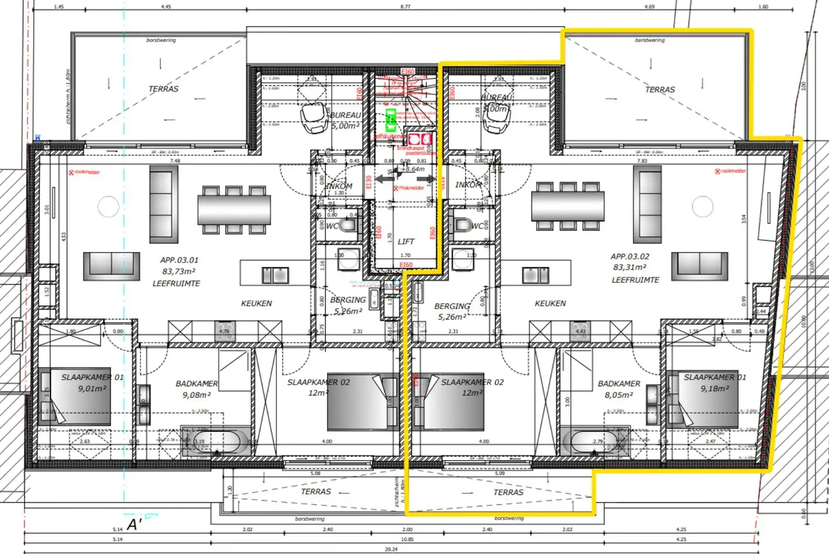 Recent appartement op derde verdiep met 2 slaapkamers, 2 terrassen en staanplaats nabij centrum Gistel. foto 4