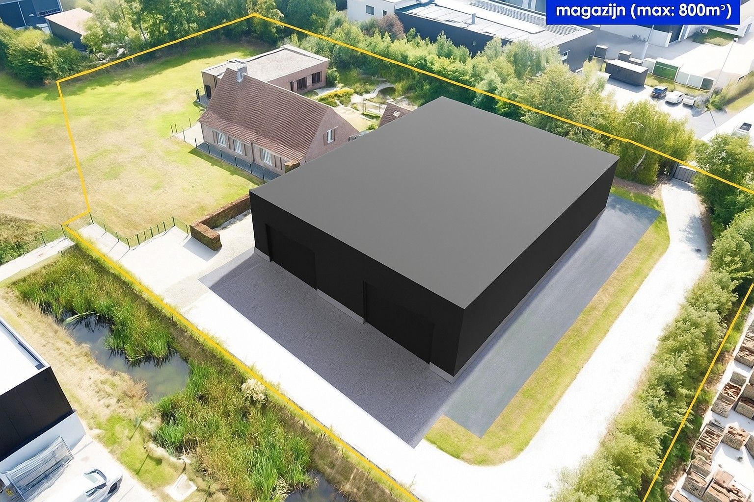 Riante landelijke VILLA (550m²) met verwarmd BINNENZWEMBAD op industriezone "De Zandberg" te Ingelmunster. Nog te bouwen MAGAZIJN (max. 800m²) mogelijk op braakliggend terrein. foto 3