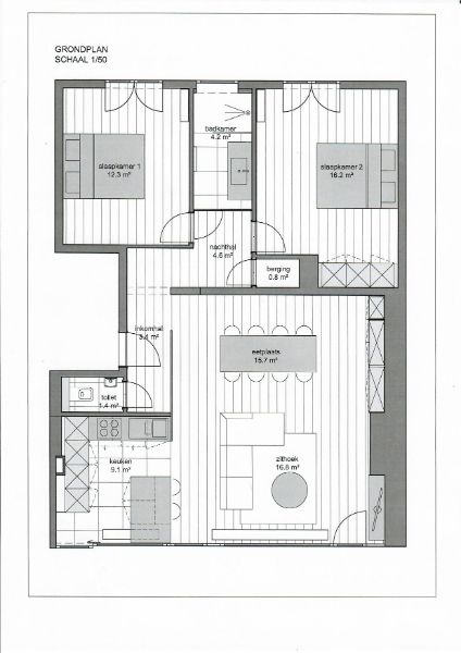 Trendy gerenoveerd app met 2 slaapkamers en garage box. foto 6