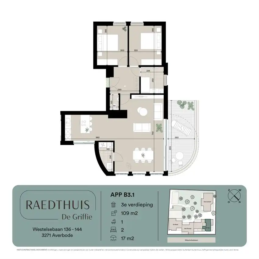 Penthouse met 2 slk met zicht op de abdijtoren foto 2