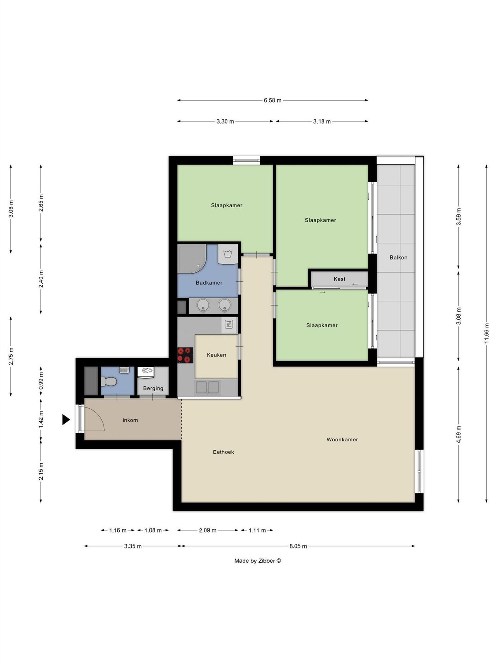 Appartement op 2de verdieping (lift) met 3 slaapkamers + terras  foto 3