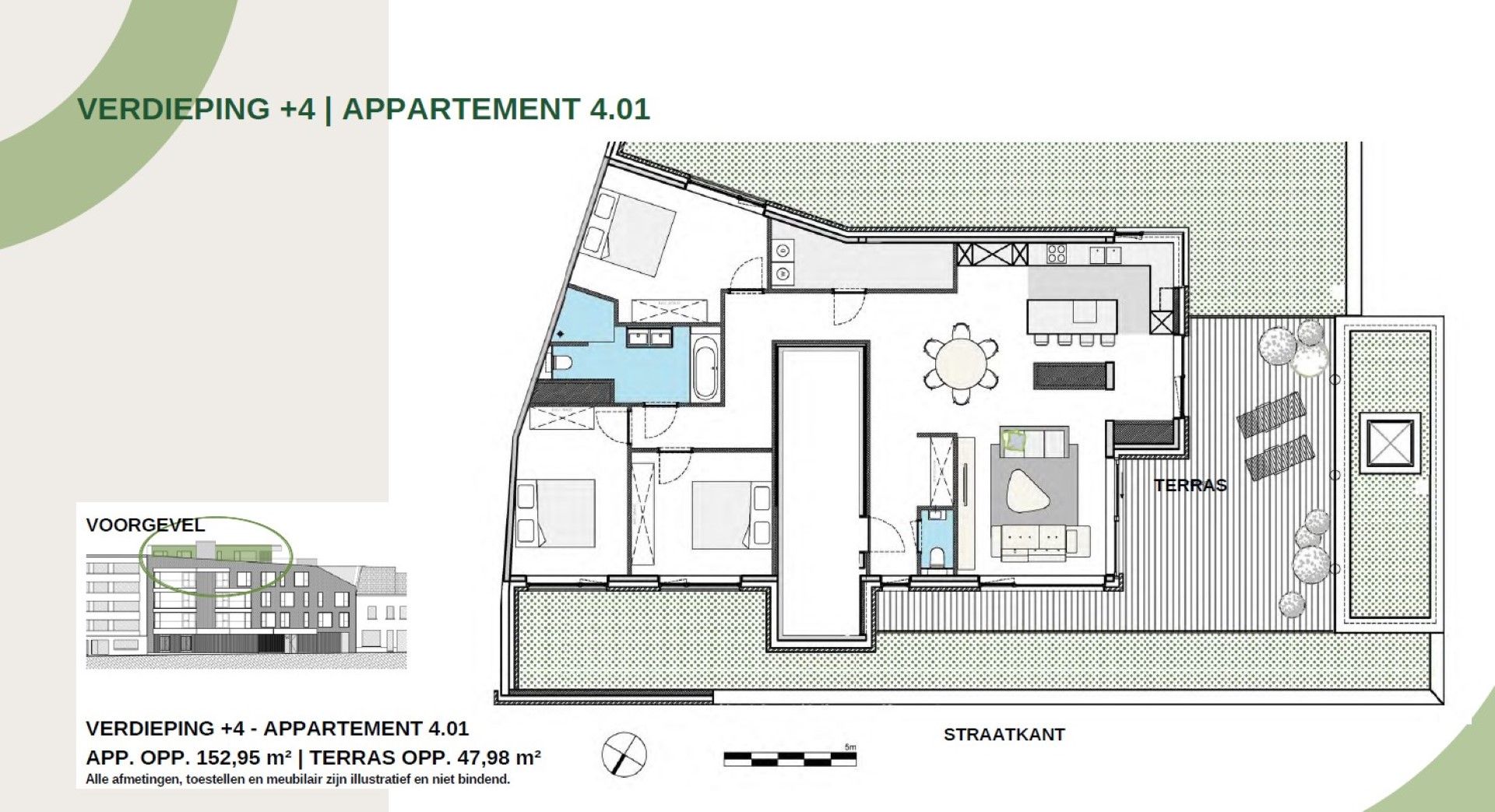 STIJLVOL WONEN IN HET HART VAN AALST: LUXUEUZE PENTHOUSE BEN APPARTEMENT MET 3 SLAAPKAMERS EN TERRAS (4e VERDIEPING)   foto 5