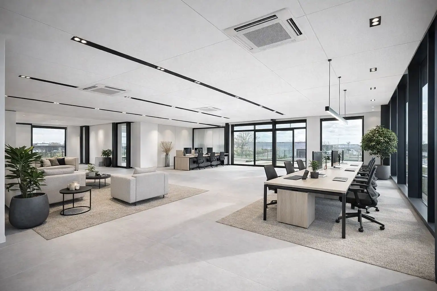 Op hoek-en zichtlocatie te Maldegem: Casco-KANTOORRUIMTE (285m²) met zonne-TERRAS (50m²) TE HUUR op eerste verdieping (lift aanwezig)! foto 5