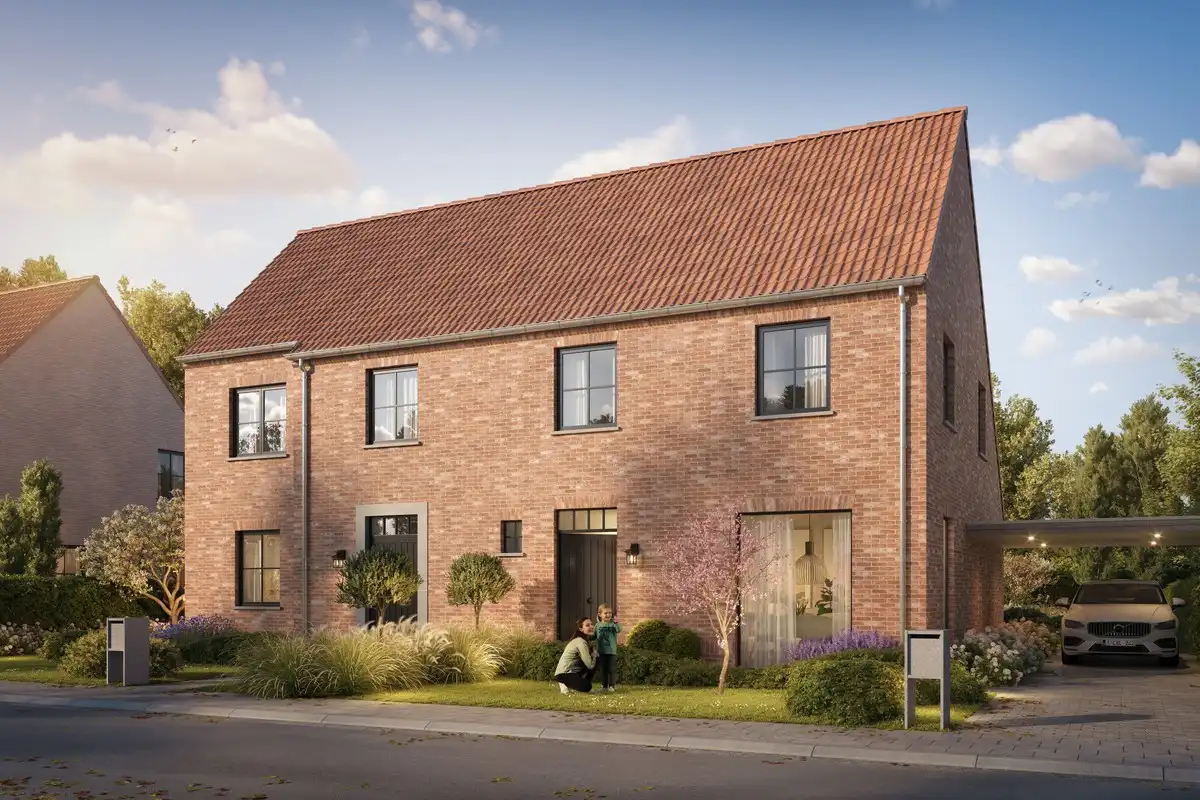 Hedendaagse en energiezuinige halfopen bebouwingen in Meulebeke foto {{pictureIndex}}