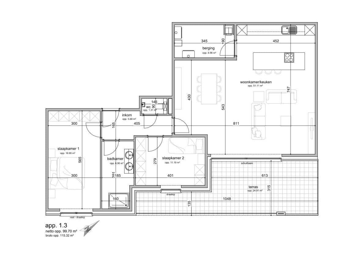 Instapklaar nieuwbouw appartement met 2 slaapkamers, terras, autostaanplaats en berging te Kinrooi foto 9