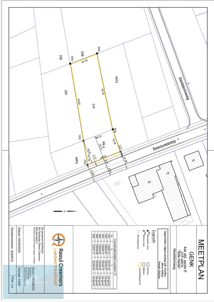 Te koop bouwgrond van 13a 6ca te Genk Sledderloweg. foto 2