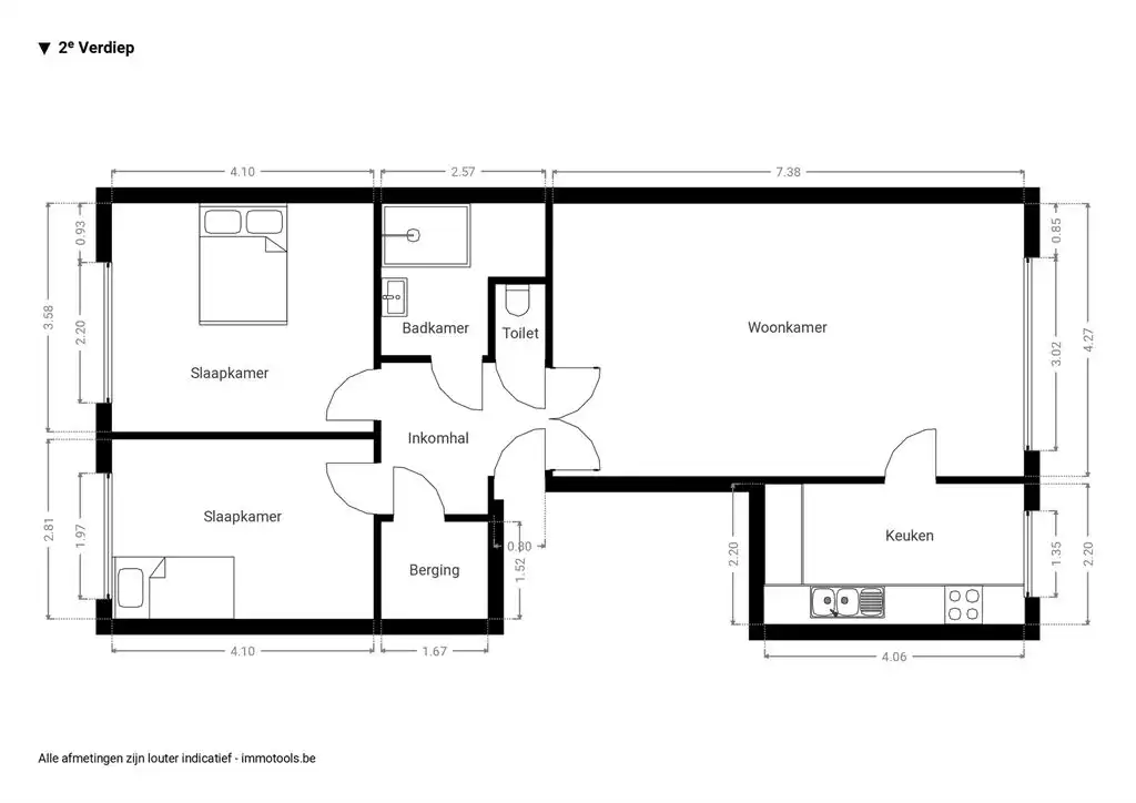 Charmant appartement met 2 slaapkamers in de Harmoniewijk foto 13