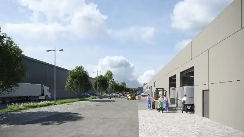 Modern nieuwbouw magazijn met kantoorruimte in Gent foto 2