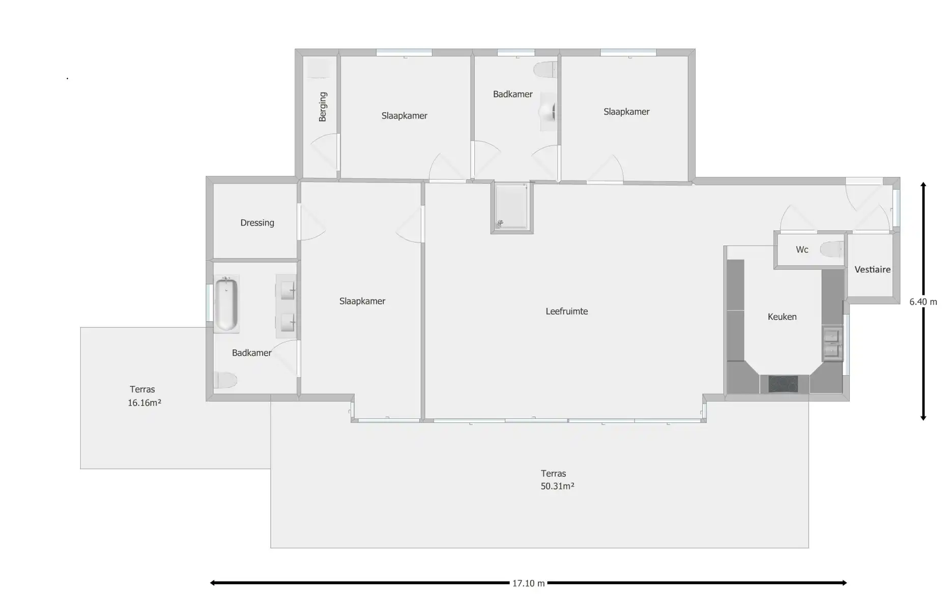 Ruime penthouse met 3 slaapkamers en 66m² terras foto 27