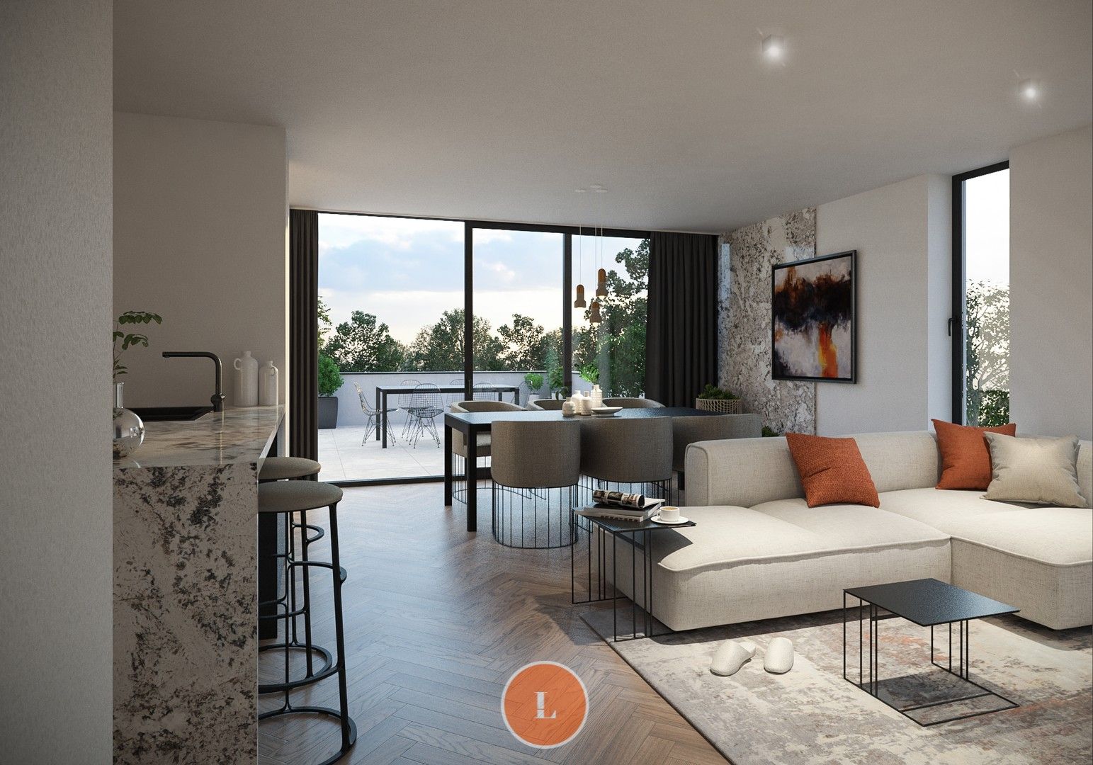 Nieuwbouw gelijkvloerse urban appartement met tuin, terras en parkeerplaats foto 3
