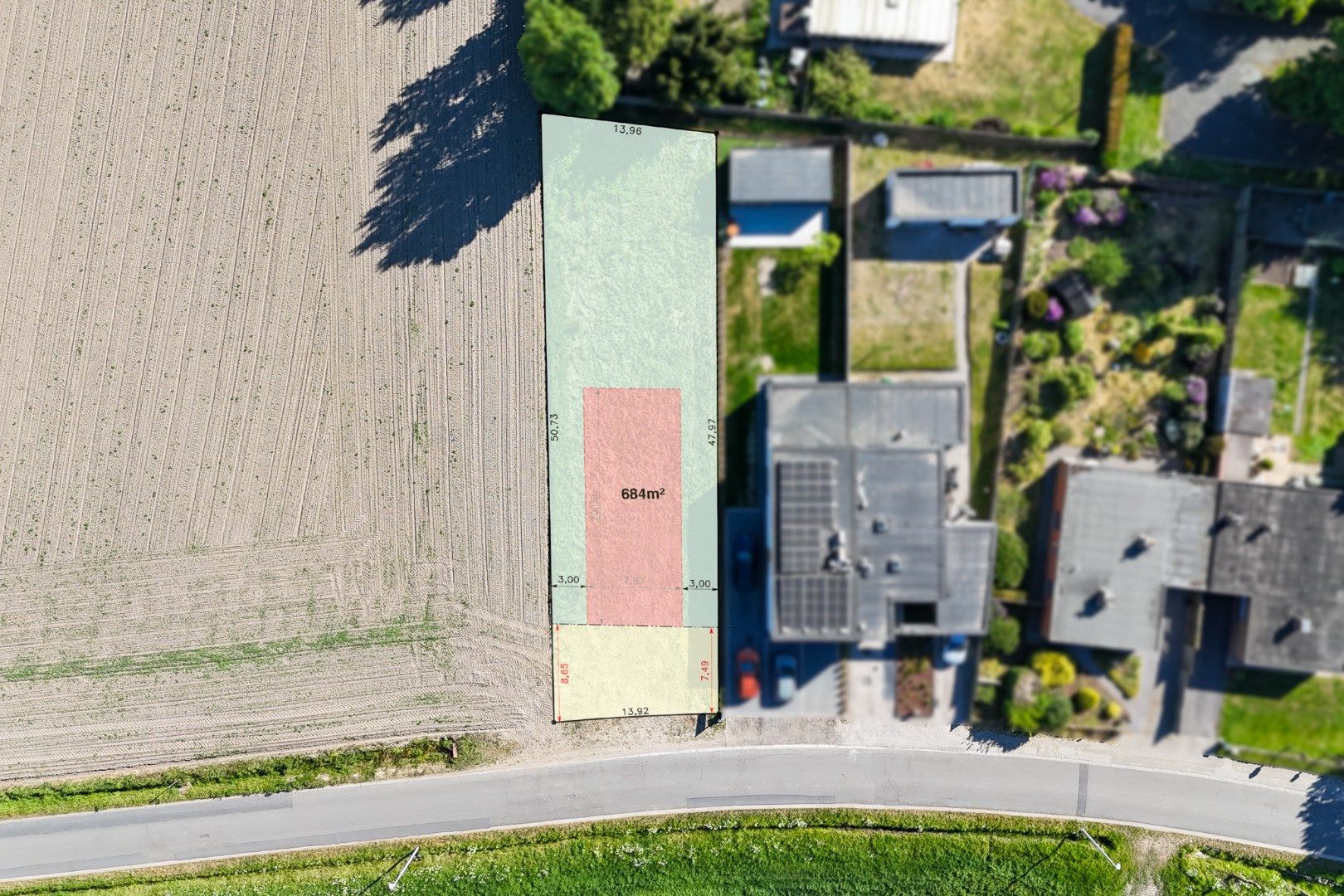 Bouwgrond voor open bebouwing in landelijke omgeving te Roksem (684 m²) foto 2