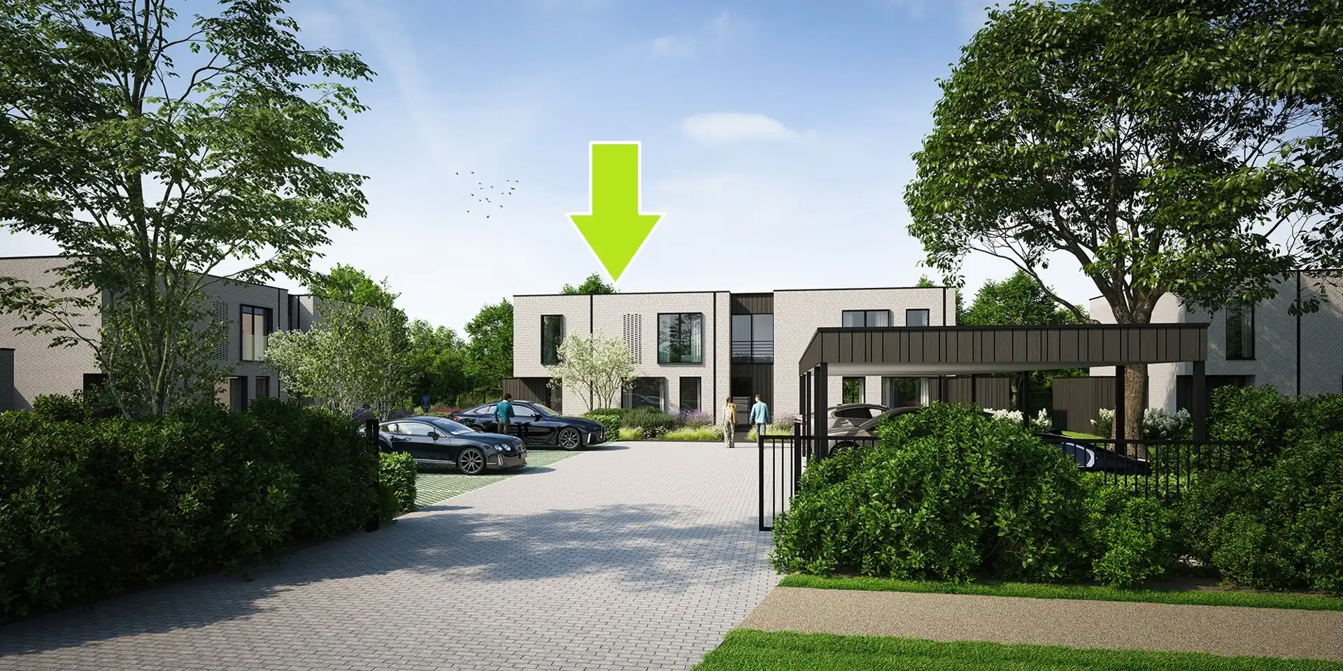 Nieuwbouwwoning op een afgesloten domein foto {{pictureIndex}}