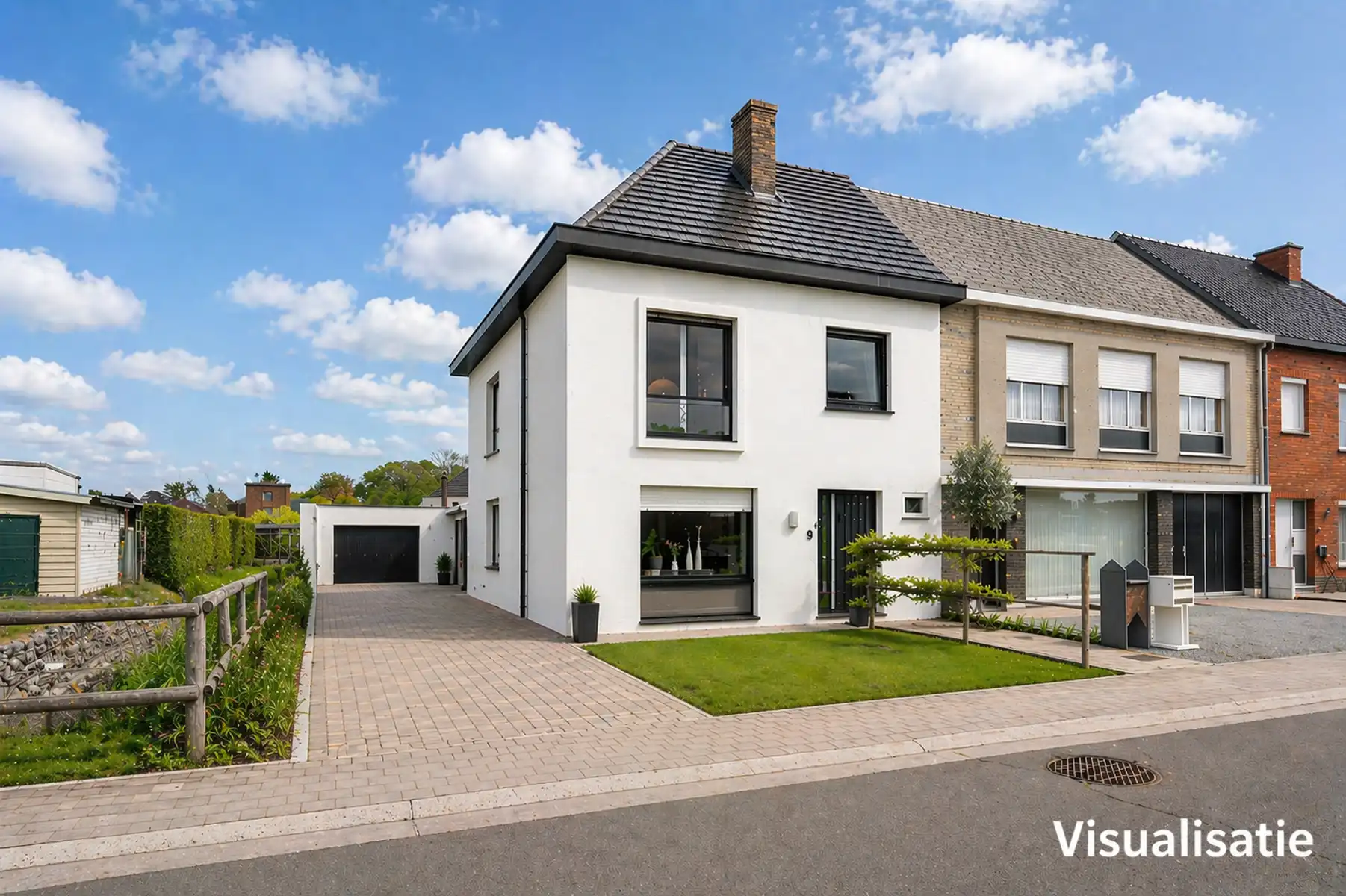 Halfopen bebouwing met tuin en garage in centrum Kalken foto 24