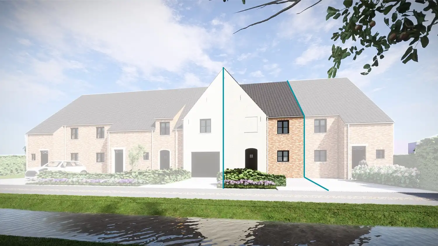 Nieuwbouw met zonnige, aangelegde tuin foto {{pictureIndex}}