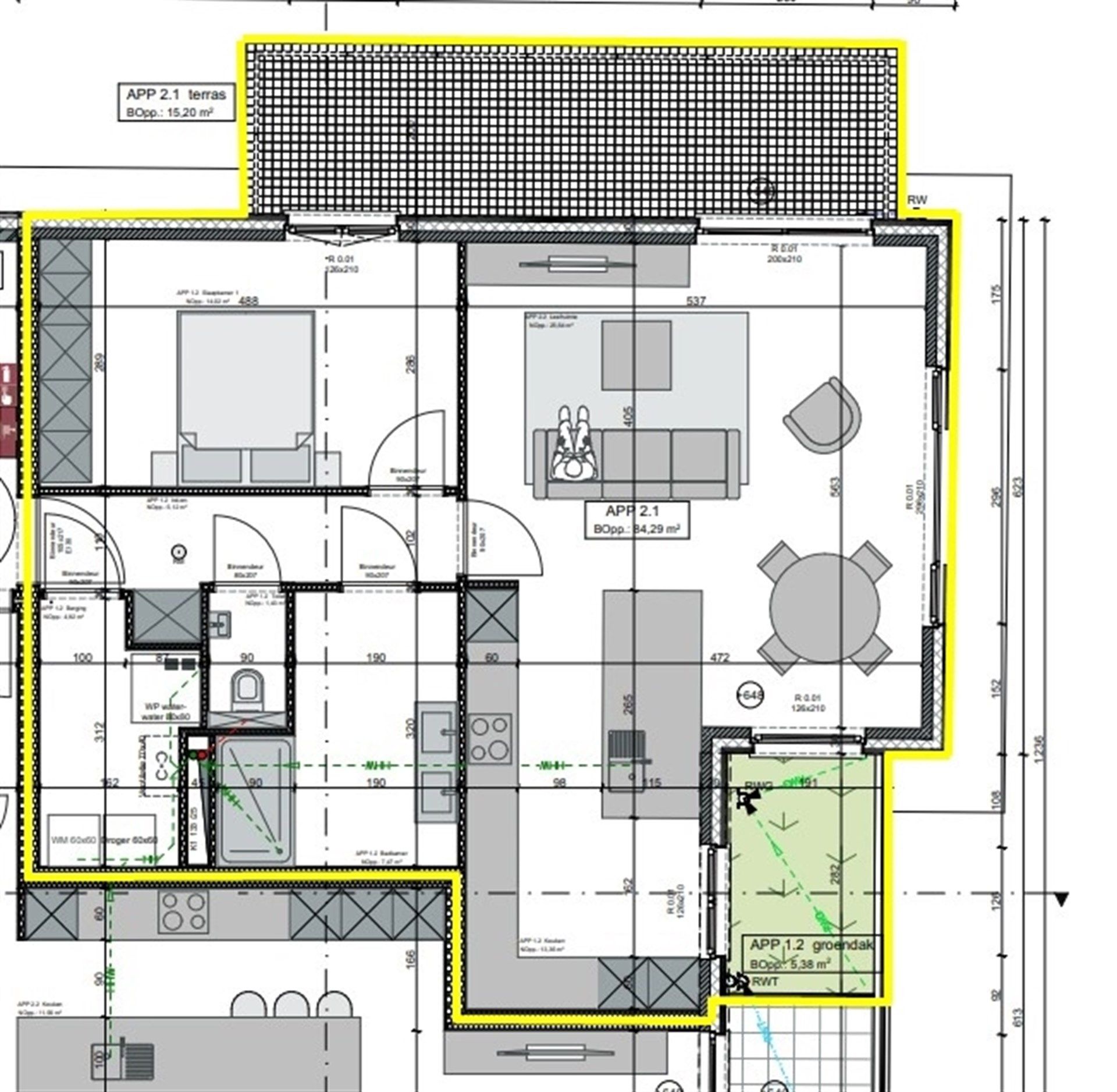 Knap nieuwbouwappartement in centrum Wetteren met terras en uitzicht op parktuin foto 2