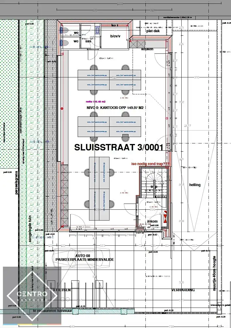 Instapklare en bemeubelde KANTOORRUIMTE (150m² op 1°V.) met berging en 2 autostaanplaatsen in de kelder. Op een boogscheut van het centrum van Brugge/expresweg. foto 15