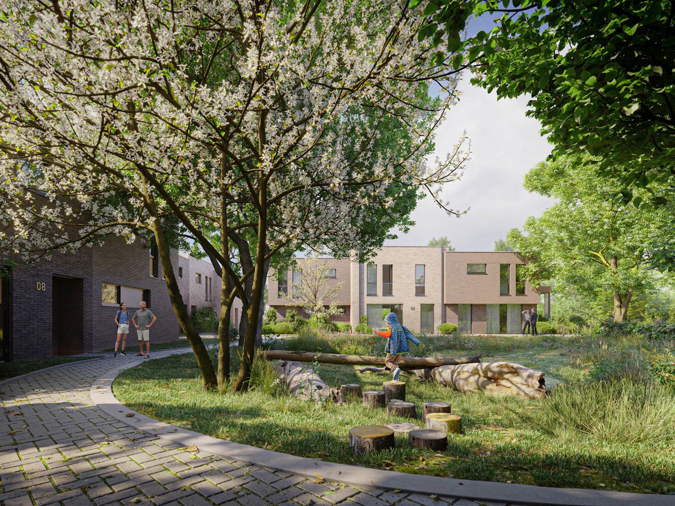 Woonerf met 12 doorzonwoningen en een centrale binnentuin foto 2