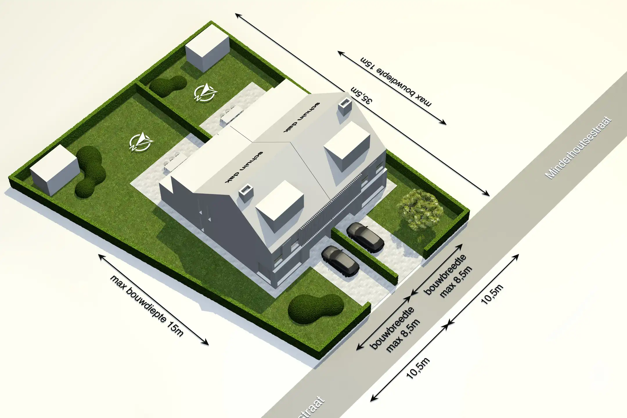 Projectgrond voor 2 halfopen bebouwingen te Minderhout foto {{pictureIndex}}