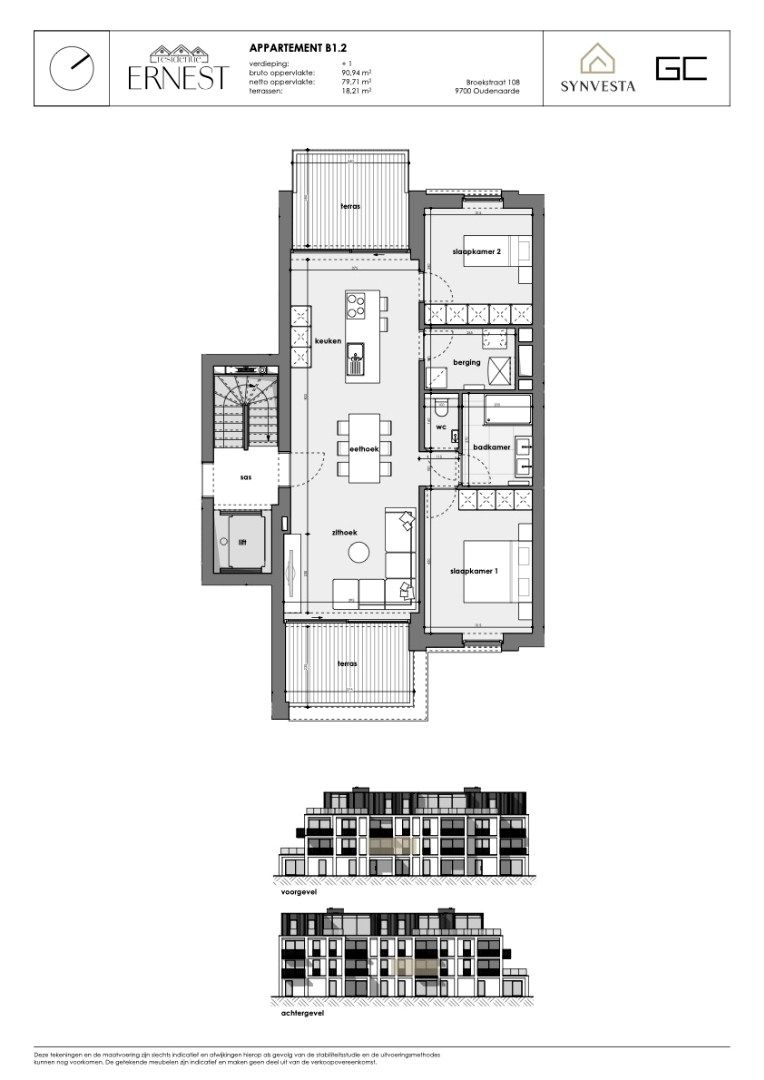 2-slaapkamersappartement met 2 terrassen in nieuwbouwproject Ernest foto 3