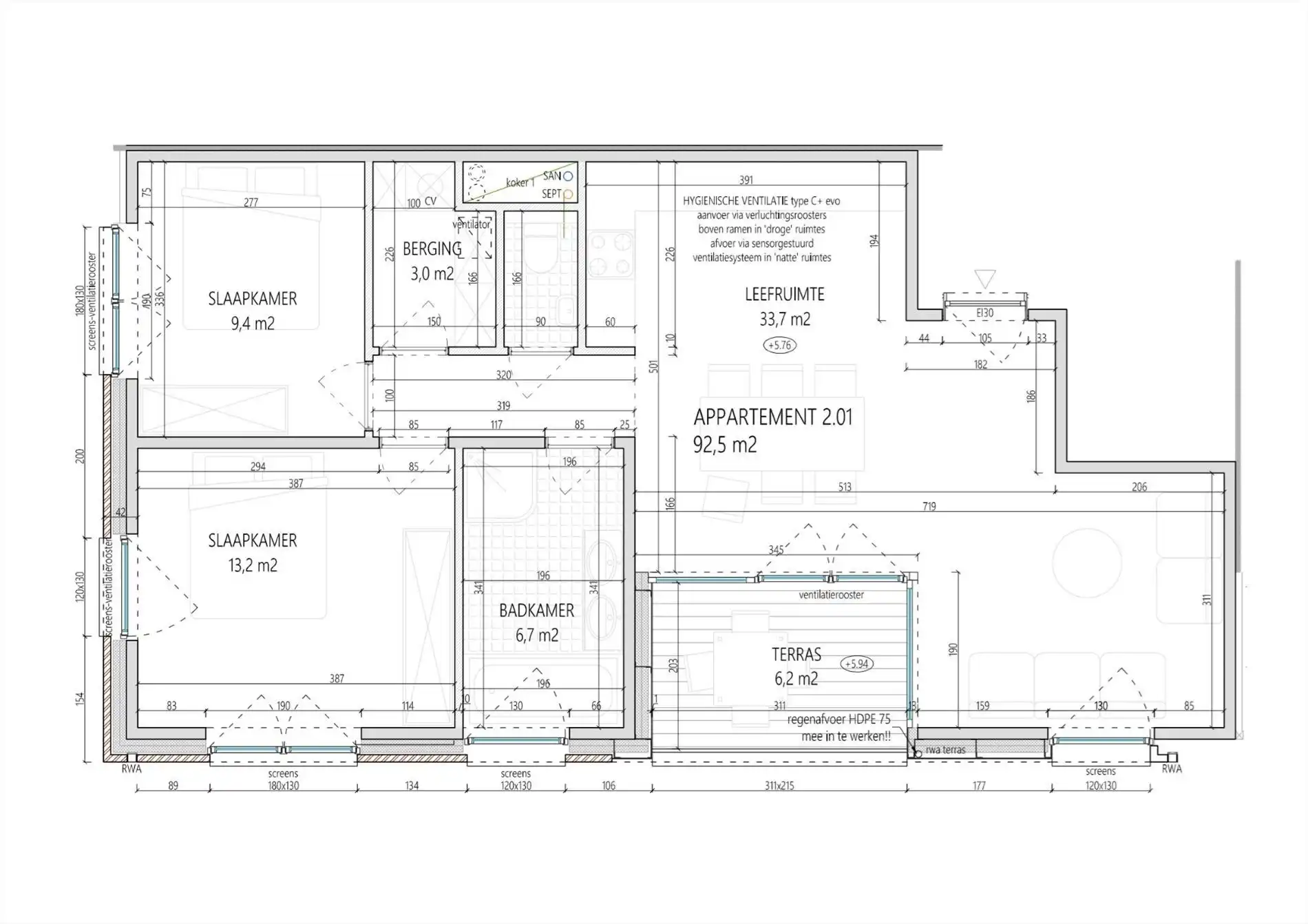 Appartementen met 2 slaapkamers en terras. foto 13