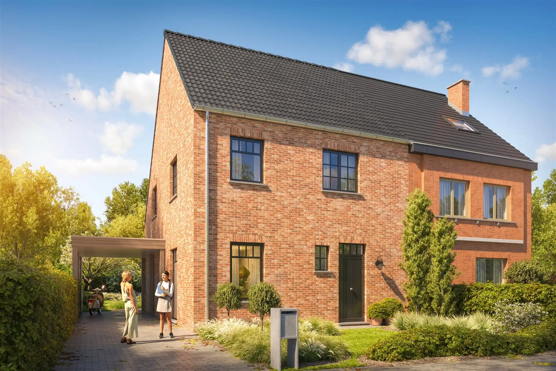 Energiezuinige halfopen nieuwbouwwoning in het hart van Wetteren foto {{pictureIndex}}