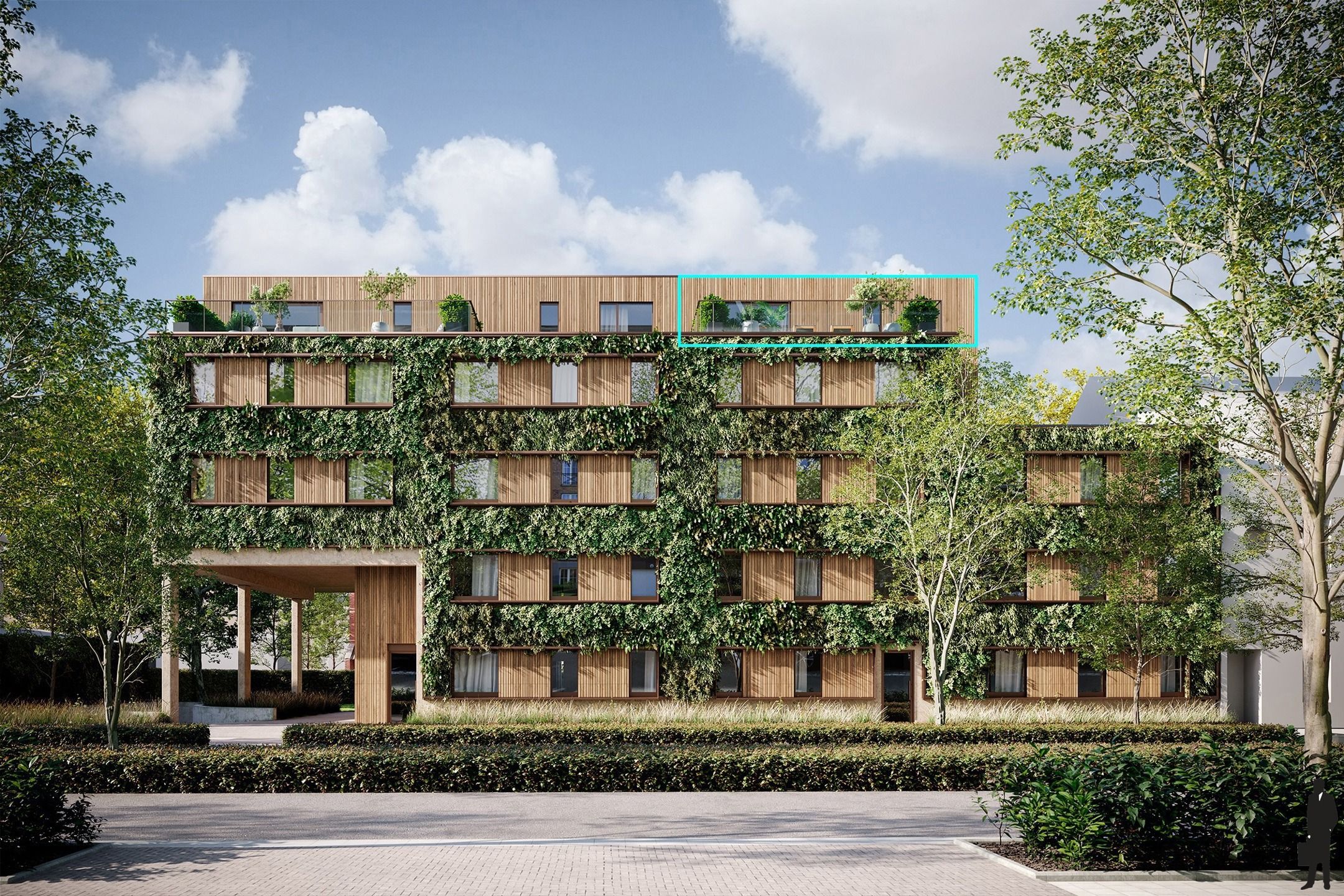 Een penthouse (4de verd) van ca. 116,5 m²  en 2 terrassen (28,7m² en 2,3m²) in project 'Villa Tybaert'! foto 2