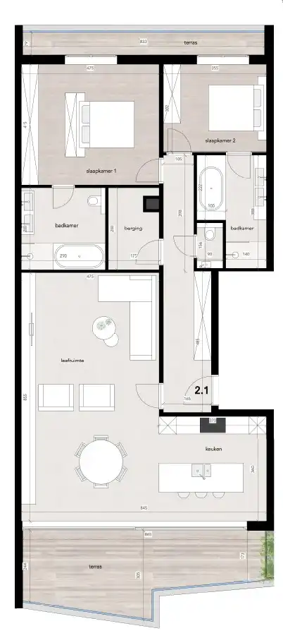 Nieuwbouw Appartement – Stijlvol en ruim wonen (135m²) met 2 slaapkamers & 2 terrassen foto 2