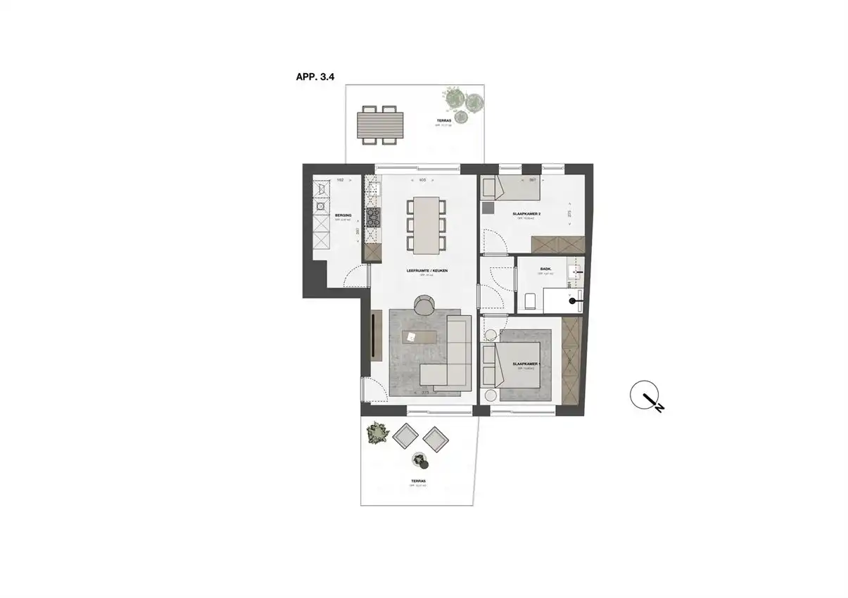 Leuk opgevat penthouse met 2slk en 2 terrassen foto 2