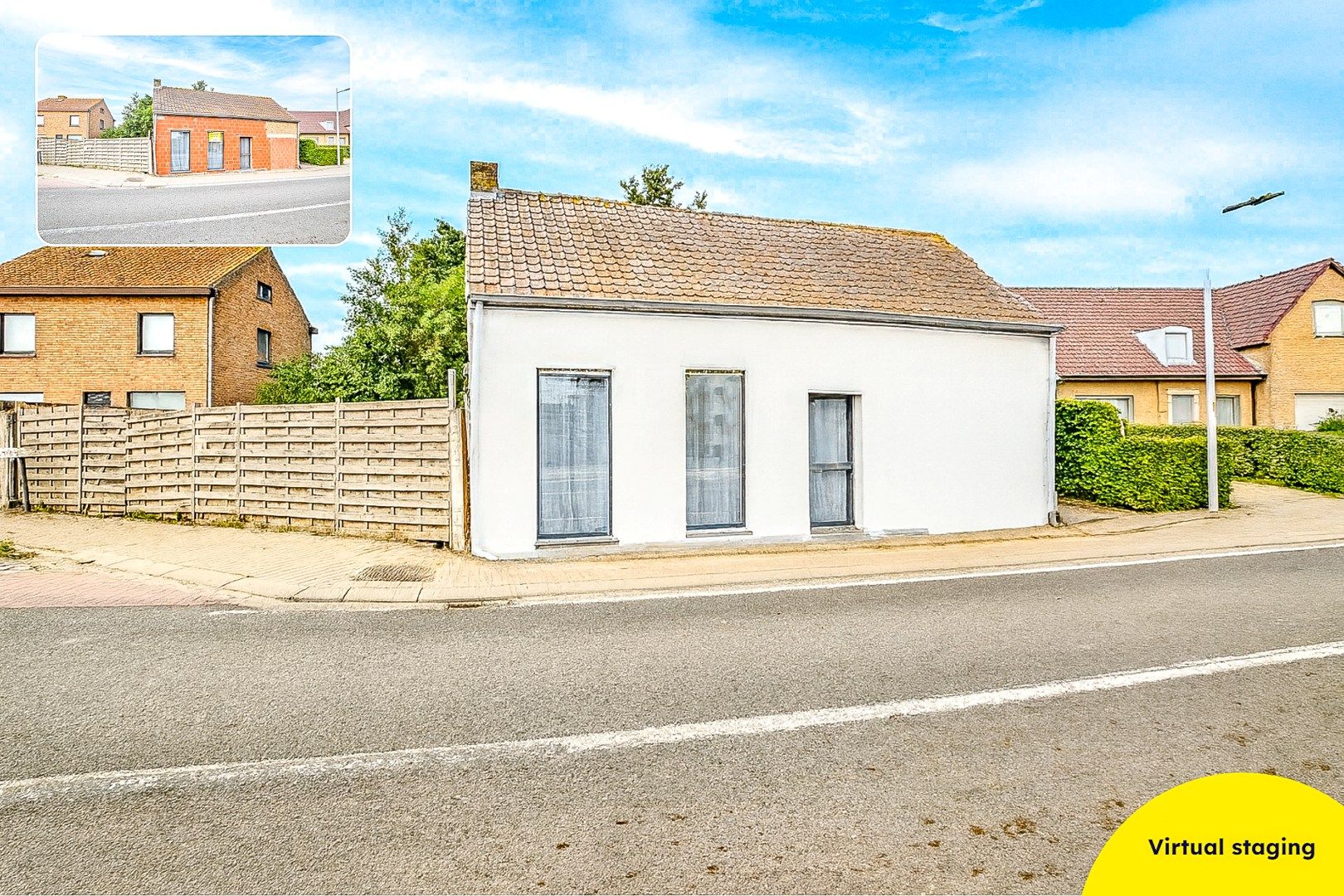 Hoofdfoto van de publicatie: Te renoveren woning met 4 slaapkamers, bureau en zongerichte tuin in Alveringem