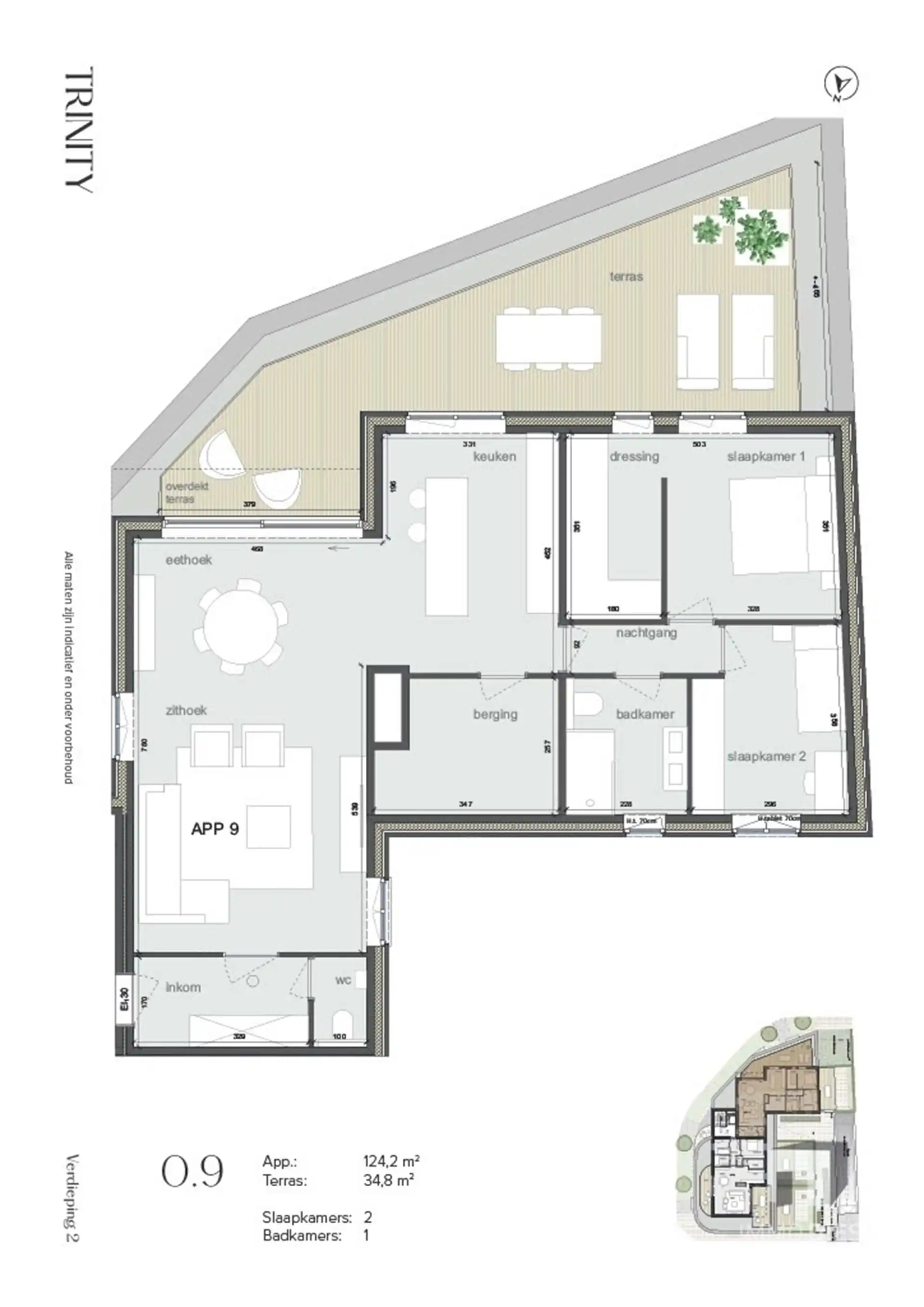 Penthouse 2de verdieping. 124,2m2 - 2slpk - terras foto 10