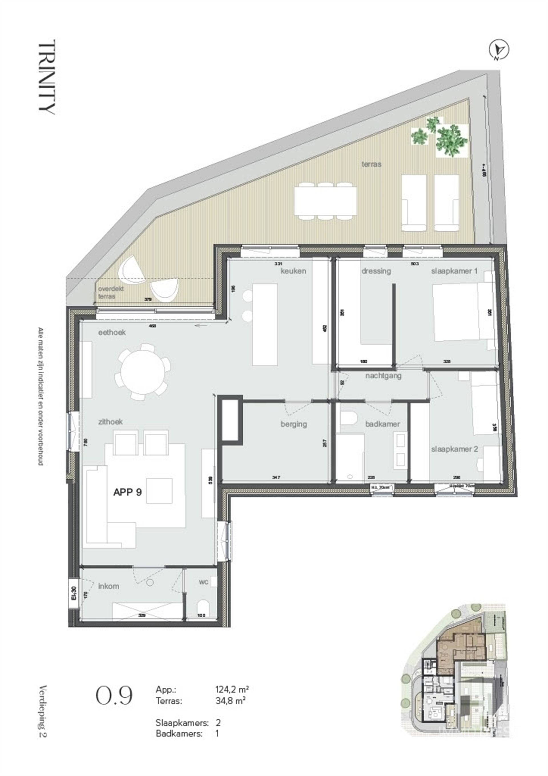 Penthouse 2de verdieping. 124,2m2 - 2slpk - terras foto 10