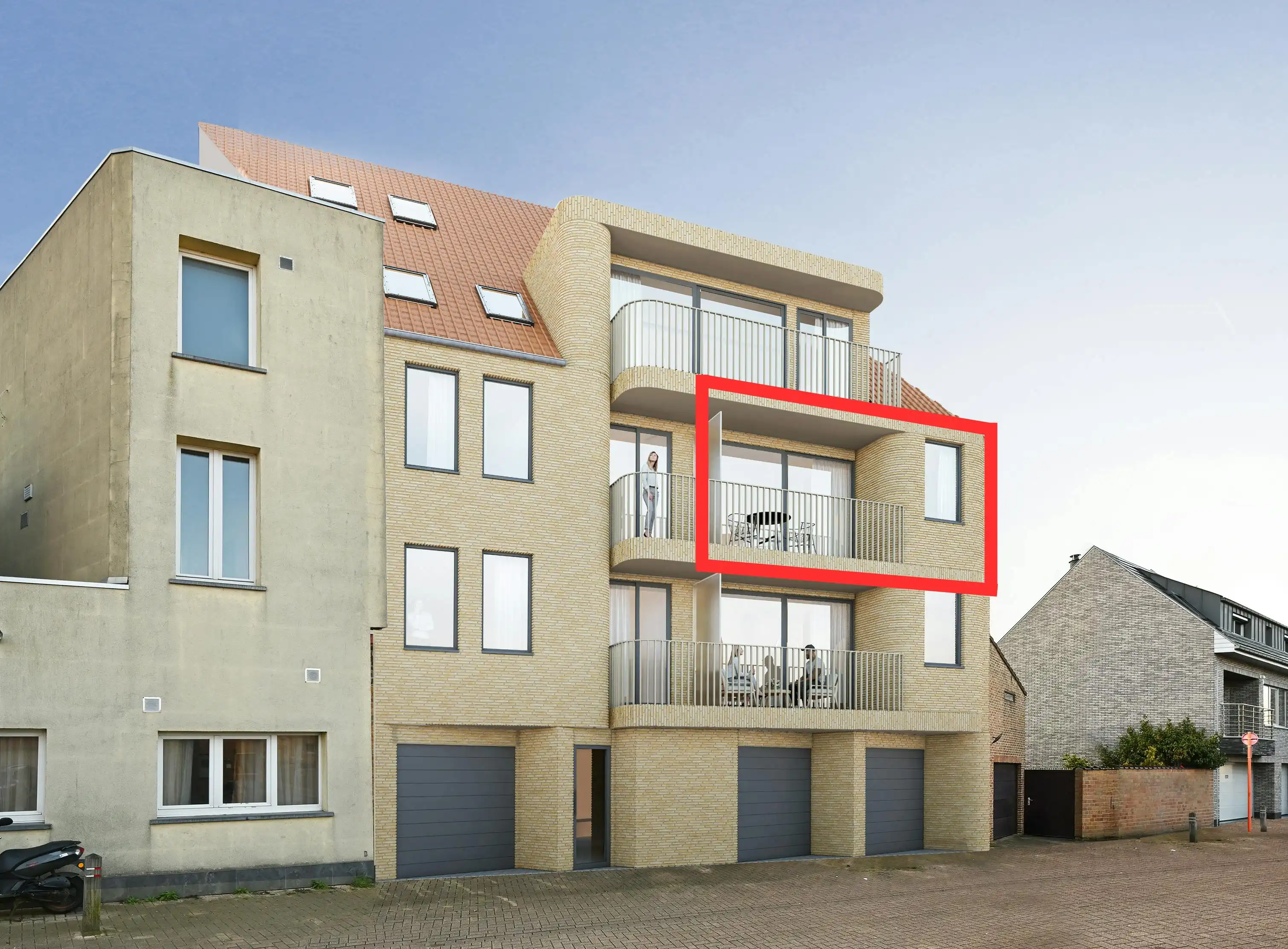 Nieuwbouw studio met terras te Blankenberge foto {{pictureIndex}}