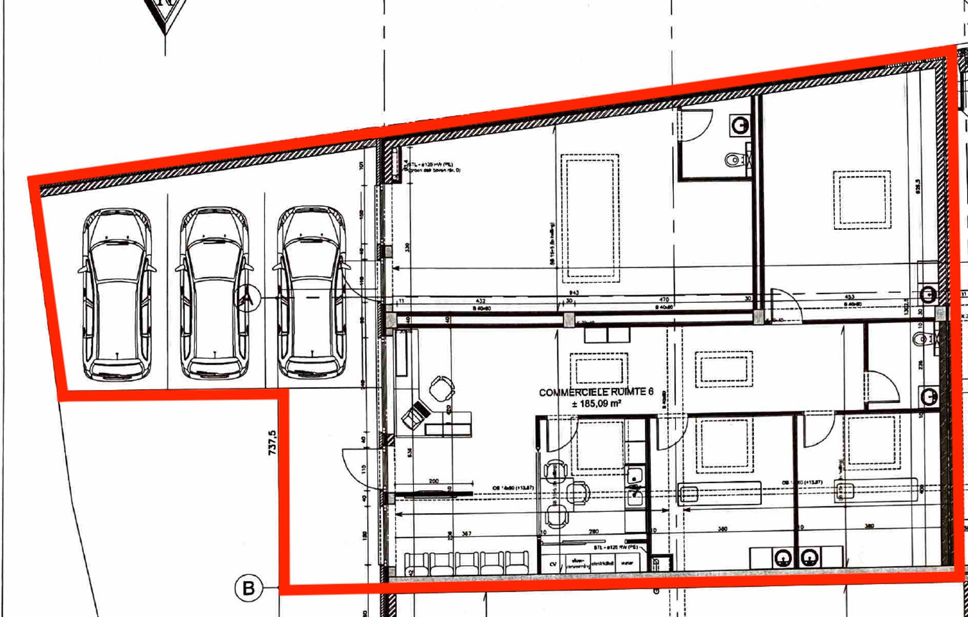 Energiezuinige handelsruimte + 3 privé auto-parkeer-plaatsen foto {{pictureIndex}}