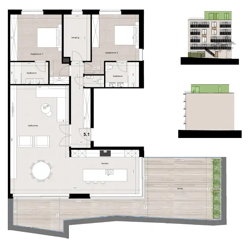 Nieuwbouw Penthouse  – Stijlvol en ruim wonen (151 m²) met 2 slaapkamers & 2 terrassen foto 4