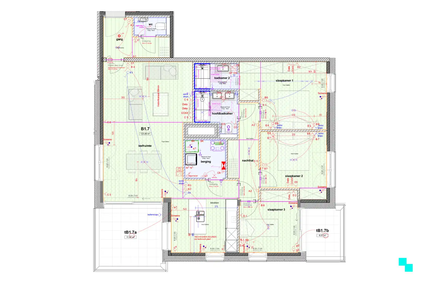 Drieslaapkamerappartement te Merelbeke dorp foto 28