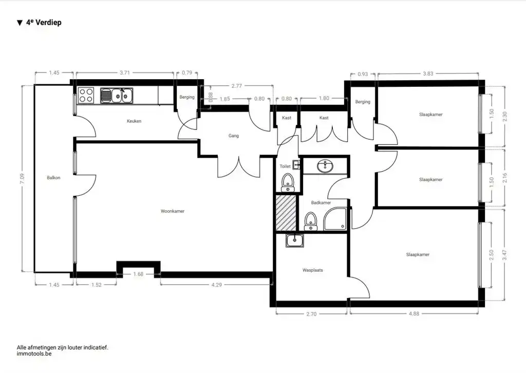 3-slpk appartement met ruim terras en autostaanplaats vlakbij Te Boelaerpark foto 23