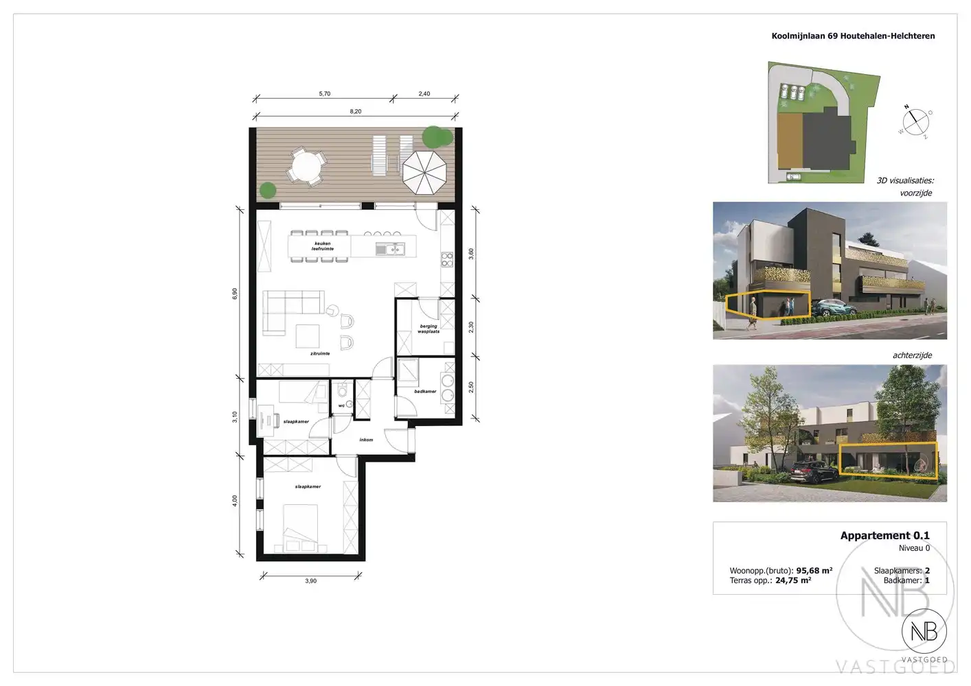 Gelijkvloers appartement met 2 slaapkamers incl. parking en kelderberging foto 14