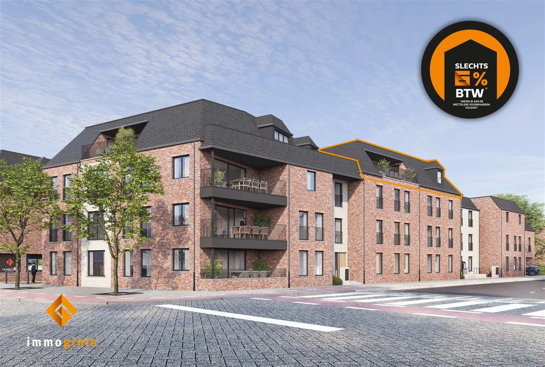 PENTHOUSE (derde verdieping) met 2 slaapkamers en terras van 17,08 m²!  foto {{pictureIndex}}